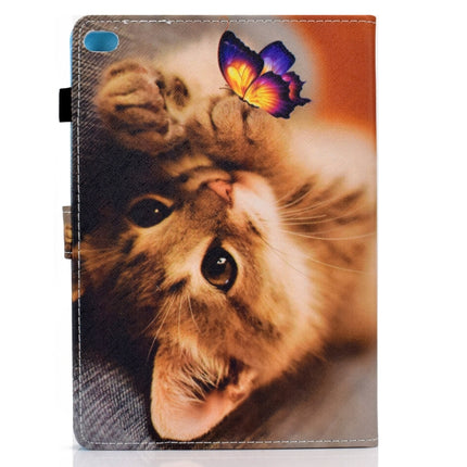 For iPad 9.7 (2017) / (2018) / Air 2 / Air Colored Drawing Stitching Horizontal Flip Leather Case with Holder & Card Slots & Sleep / Wake-up Function(Butterfly Cat)-garmade.com