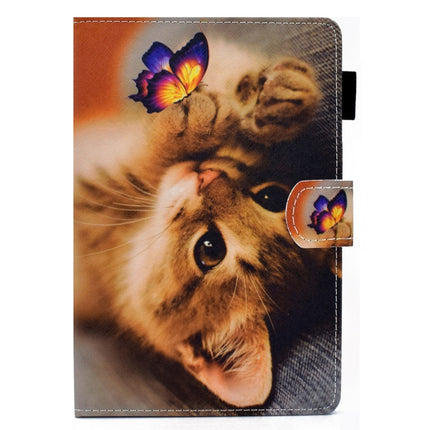 For iPad mini 5 / mini 4 / mini 3 / mini 2 / mini Colored Drawing Stitching Horizontal Flip Leather Case with Holder & Card Slots & Sleep / Wake-up Function(Butterfly Cat)-garmade.com