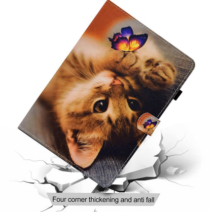 For iPad mini 5 / mini 4 / mini 3 / mini 2 / mini Colored Drawing Stitching Horizontal Flip Leather Case with Holder & Card Slots & Sleep / Wake-up Function(Butterfly Cat)-garmade.com
