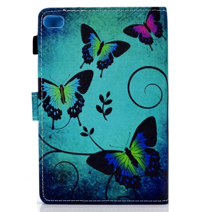 For iPad mini 5 / mini 4 / mini 3 / mini 2 / mini Colored Drawing Stitching Horizontal Flip Leather Case with Holder & Card Slots & Sleep / Wake-up Function(Green Butterflies)-garmade.com