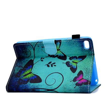 For iPad mini 5 / mini 4 / mini 3 / mini 2 / mini Colored Drawing Stitching Horizontal Flip Leather Case with Holder & Card Slots & Sleep / Wake-up Function(Green Butterflies)-garmade.com