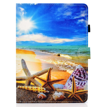 For iPad Pro 11 inch (2020) Colored Drawing Stitching Horizontal Flip Leather Tablet Case with Holder & Card Slots & Sleep / Wake-up Function(Blue Sky Starfish)-garmade.com