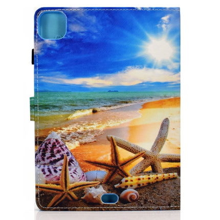 For iPad Pro 11 inch (2020) Colored Drawing Stitching Horizontal Flip Leather Tablet Case with Holder & Card Slots & Sleep / Wake-up Function(Blue Sky Starfish)-garmade.com