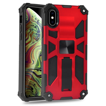 For iPhone X / XS Shockproof TPU + PC Magnetic Protective Case with Holder(Red)-garmade.com