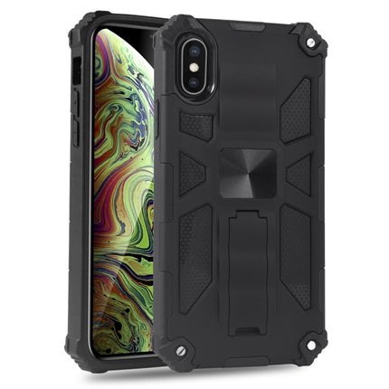 For iPhone X / XS Shockproof TPU + PC Magnetic Protective Case with Holder(Black)-garmade.com