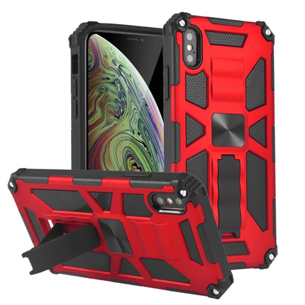 For iPhone XS Max Shockproof TPU + PC Magnetic Protective Case with Holder(Red)-garmade.com