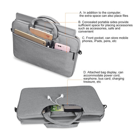 For 15.6 inch ST01S Waterproof Oxford Laptop Diagonal Shoulder Handbag(Light Grey)-garmade.com
