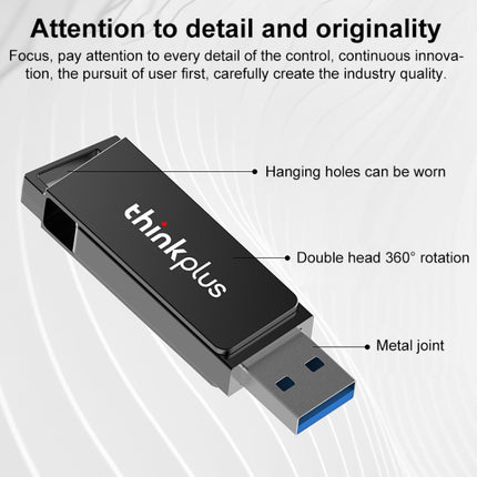 Lenovo Thinkplus USB 3.0 Rotating Flash Drive, Memory:128GB(Black)-garmade.com