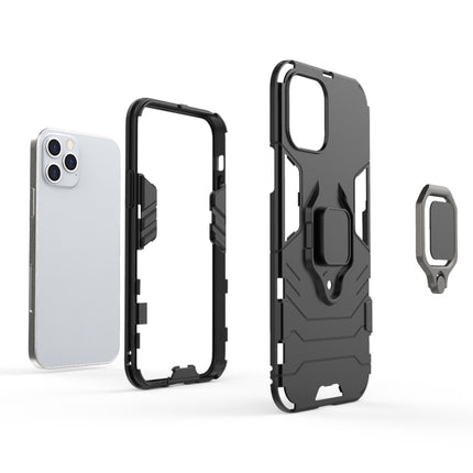 For iPhone 12 / 12 Pro Shockproof PC + TPU Protective Case with Magnetic Ring Holder(Black)-garmade.com