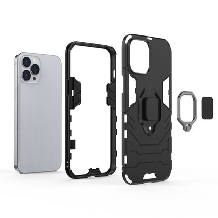 For iPhone 12 Pro Max Shockproof PC + TPU Protective Case with Magnetic Ring Holder(Black)-garmade.com