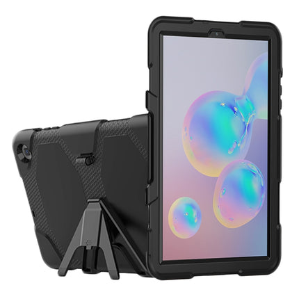 For Samsung Galaxy Tab S6 Lite P610 Shockproof Colorful Silicon + PC Protective Case with Holder & Pen Slot(Black)-garmade.com