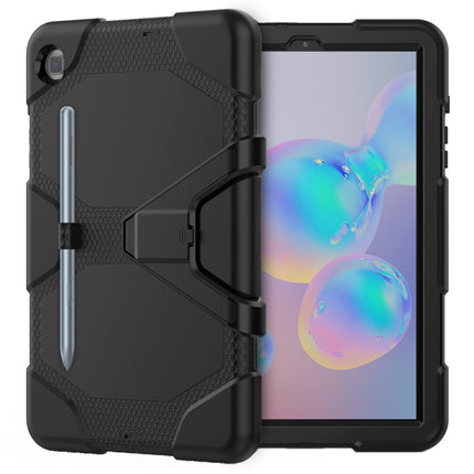For Samsung Galaxy Tab S6 Lite P610 Shockproof Colorful Silicon + PC Protective Case with Holder & Pen Slot(Black)-garmade.com