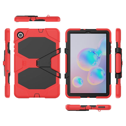 For Samsung Galaxy Tab S6 Lite P610 Shockproof Colorful Silicon + PC Protective Case with Holder & Pen Slot(Red)-garmade.com