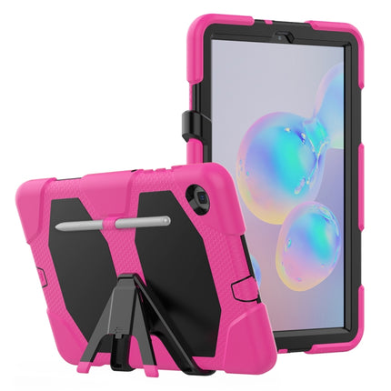 For Samsung Galaxy Tab S6 Lite P610 Shockproof Colorful Silicon + PC Protective Case with Holder & Pen Slot(Rose Red)-garmade.com
