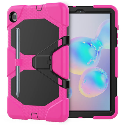 For Samsung Galaxy Tab S6 Lite P610 Shockproof Colorful Silicon + PC Protective Case with Holder & Pen Slot(Rose Red)-garmade.com