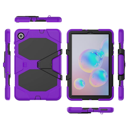 For Samsung Galaxy Tab S6 Lite P610 Shockproof Colorful Silicon + PC Protective Case with Holder & Pen Slot(Purple)-garmade.com