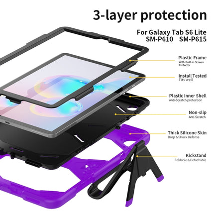 For Samsung Galaxy Tab S6 Lite P610 Shockproof Colorful Silicon + PC Protective Case with Holder & Pen Slot(Purple)-garmade.com