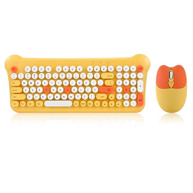 QW05 Mixed Color Portable 2.4G Wireless Keyboard Mouse Set(Yellow)-garmade.com