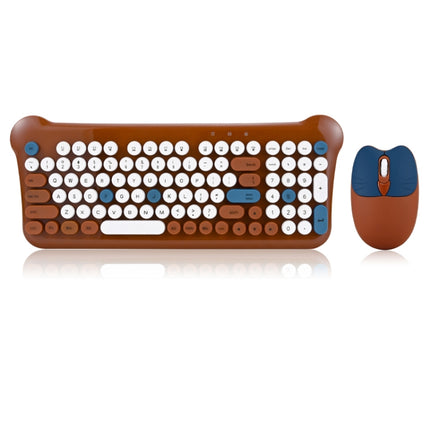 QW05 Mixed Color Portable 2.4G Wireless Keyboard Mouse Set(Brown)-garmade.com