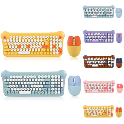 QW05 Mixed Color Portable 2.4G Wireless Keyboard Mouse Set(Yellow)-garmade.com
