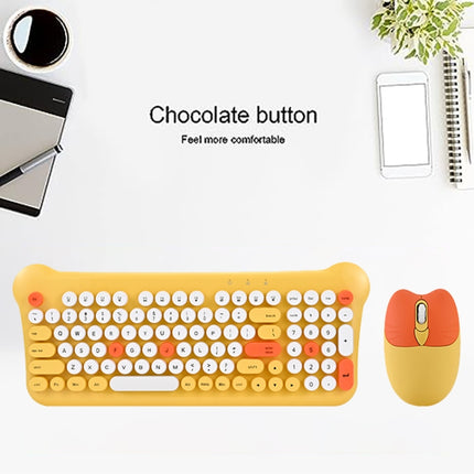 QW05 Mixed Color Portable 2.4G Wireless Keyboard Mouse Set(Yellow)-garmade.com
