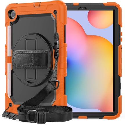 For Samsung Galaxy Tab S6 Lite P610 Shockproof Colorful Silicone + PC Protective Case with Holder & Shoulder Strap & Hand Strap & Pen Slot(Orange)-garmade.com