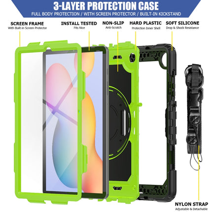 For Samsung Galaxy Tab S6 Lite P610 Shockproof Colorful Silicone + PC Protective Case with Holder & Shoulder Strap & Hand Strap & Pen Slot(Black Yellow Green)-garmade.com