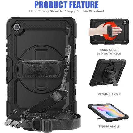 For Samsung Galaxy Tab S6 Lite P610 Shockproof Colorful Silicone + PC Protective Case with Holder & Shoulder Strap & Hand Strap & Pen Slot(Black)-garmade.com