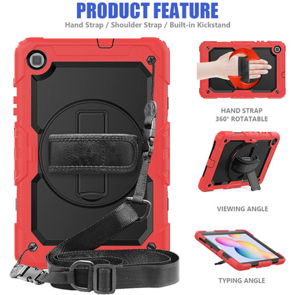 For Samsung Galaxy Tab S6 Lite P610 Shockproof Colorful Silicone + PC Protective Case with Holder & Shoulder Strap & Hand Strap & Pen Slot(Red)-garmade.com