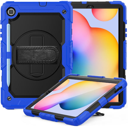 For Samsung Galaxy Tab S6 Lite P610 Shockproof Colorful Silicone + PC Protective Case with Holder & Shoulder Strap & Hand Strap & Pen Slot(Blue)-garmade.com