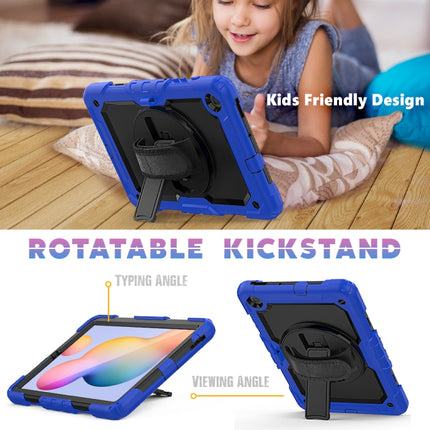 For Samsung Galaxy Tab S6 Lite P610 Shockproof Colorful Silicone + PC Protective Case with Holder & Shoulder Strap & Hand Strap & Pen Slot(Blue)-garmade.com