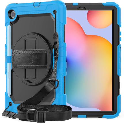 For Samsung Galaxy Tab S6 Lite P610 Shockproof Colorful Silicone + PC Protective Case with Holder & Shoulder Strap & Hand Strap & Pen Slot(Light Blue)-garmade.com