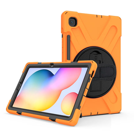 For Samsung Galaxy Tab S6 Lite P610 Shockproof Colorful Silicone + PC Protective Case with Holder & Shoulder Strap & Hand Strap & Pen Slot(Orange)-garmade.com