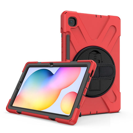 For Samsung Galaxy Tab S6 Lite P610 Shockproof Colorful Silicone + PC Protective Case with Holder & Shoulder Strap & Hand Strap & Pen Slot(Red)-garmade.com