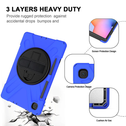 For Samsung Galaxy Tab S6 Lite P610 Shockproof Colorful Silicone + PC Protective Case with Holder & Shoulder Strap & Hand Strap & Pen Slot(Blue)-garmade.com