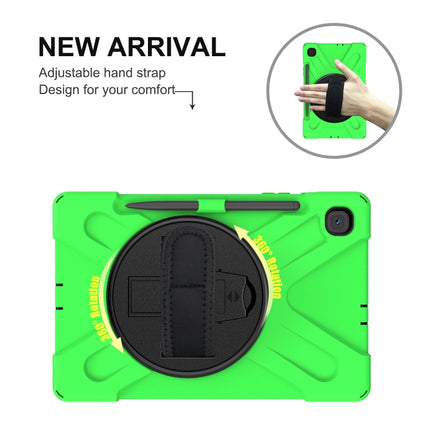 For Samsung Galaxy Tab S6 Lite P610 Shockproof Colorful Silicone + PC Protective Case with Holder & Shoulder Strap & Hand Strap & Pen Slot(Green)-garmade.com