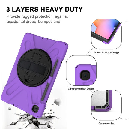 For Samsung Galaxy Tab S6 Lite P610 Shockproof Colorful Silicone + PC Protective Case with Holder & Shoulder Strap & Hand Strap & Pen Slot(Purple)-garmade.com