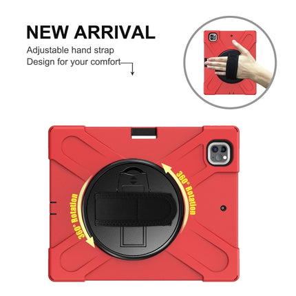For iPad Pro 12.9 2021 / 2020 Shockproof Colorful Silicone + PC Protective Tablet Case with Holder & Shoulder Strap & Hand Strap & Pen Slot(Red)-garmade.com
