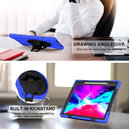 For iPad Pro 12.9 2021 / 2020 Shockproof Colorful Silicone + PC Protective Tablet Case with Holder & Shoulder Strap & Hand Strap & Pen Slot(Blue)-garmade.com