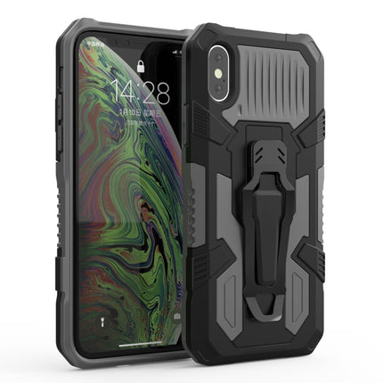 For iPhone X / XS Machine Armor Warrior Shockproof PC + TPU Protective Case(Space Grey)-garmade.com