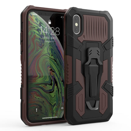 For iPhone X / XS Machine Armor Warrior Shockproof PC + TPU Protective Case(Dark Brown)-garmade.com