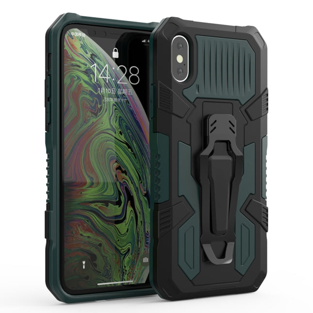For iPhone XR Machine Armor Warrior Shockproof PC + TPU Protective Case(Dark Green)-garmade.com