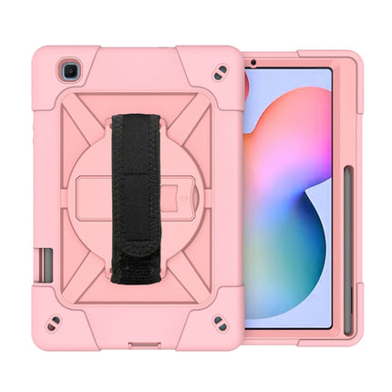 For Samsung Galaxy Tab S6 Lite P610 Contrast Color Robot Shockproof Silicon + PC Protective Case with Holder & Pen Slot(Rose Gold)-garmade.com