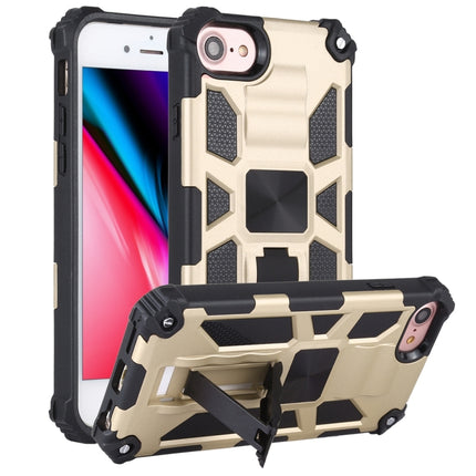 For iPhone SE 2020 / 8 / 7 Shockproof TPU + PC Magnetic Protective Case with Holder(Gold)-garmade.com