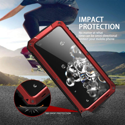 For Samsung Galaxy S20 Plus R-JUST Waterproof Shockproof Dustproof Metal + Silicone Protective Case(Red)-garmade.com