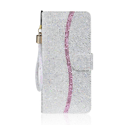 For iPhone XS / X Glitter Powder Horizontal Flip Leather Case with Card Slots & Holder & Lanyard(Silver)-garmade.com