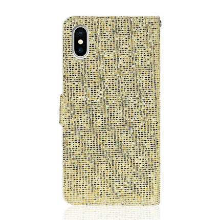 For iPhone XS / X Glitter Powder Horizontal Flip Leather Case with Card Slots & Holder & Lanyard(Gold)-garmade.com