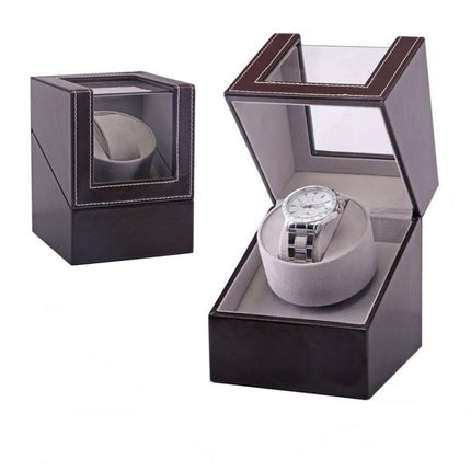 Leather Single Watch Box Electric Motor Watch Shaker Automatic Watch Shaker, US Plug-garmade.com