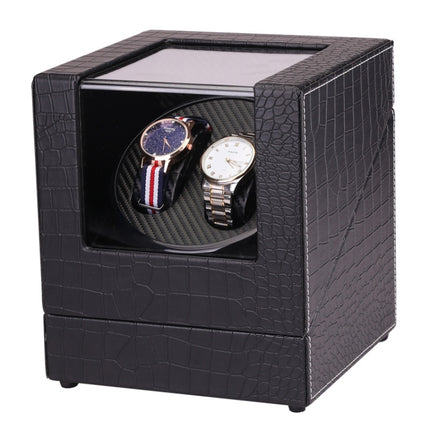 5 Gear Mechanical Automatic Watch Box Electric Motor Watch Shaker, US Plug, Style:Crocodile Pattern(Black)-garmade.com