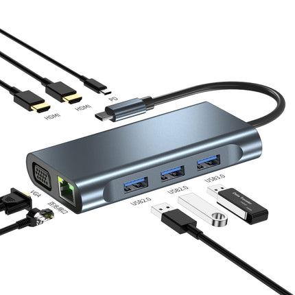 2311 8 in 1 USB-C / Type-C to USB Multifunctional Docking Station HUB Adapter-garmade.com
